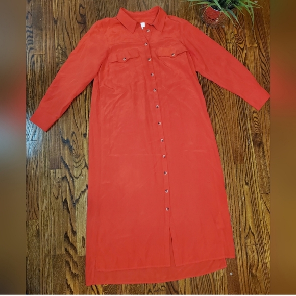 Anthropologie Long-Sleeve Silk Shirt Dress - Picture 9 of 12